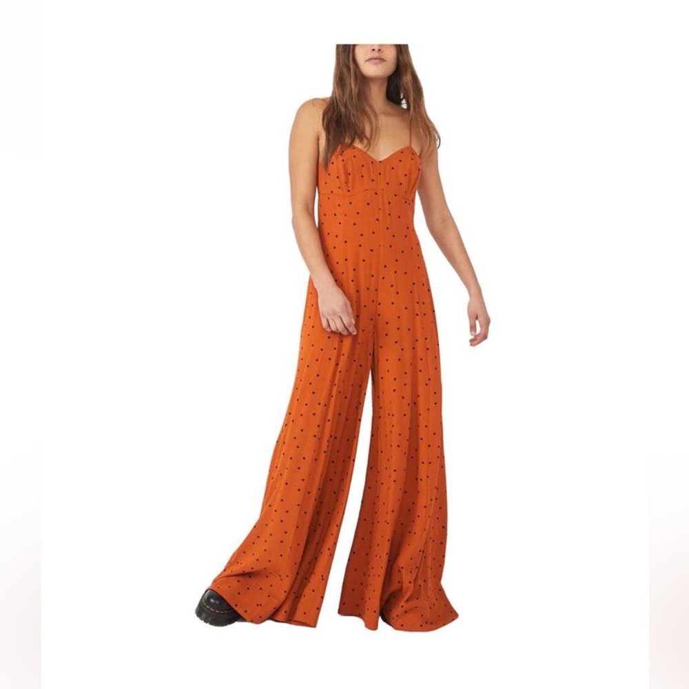 Free People Rust Jumpsuit with Black Dots